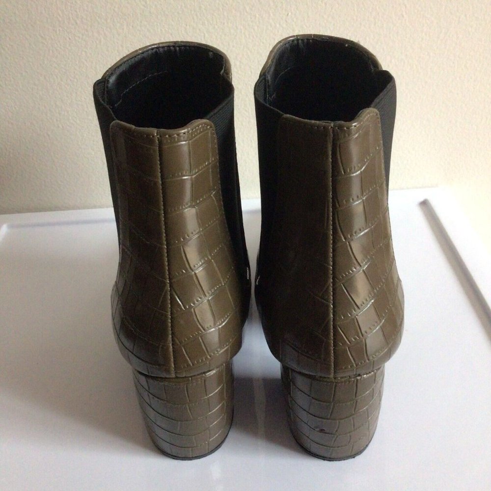 Lulu's Olive Croc-Embossed Ankle Boots - Picture 7 of 10